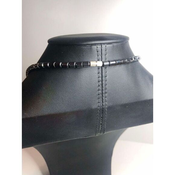 821 Tiger's eye chip hematite layer vintage necklace 18" - Picture 2 of 2